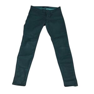 J Brand Super Skinny Green Coated Tex Jeans Size 28